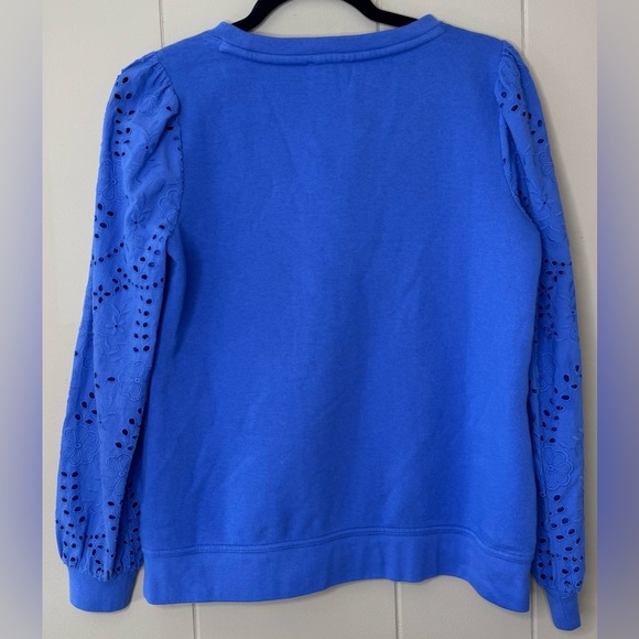 Talbots Eyelet Sleeve Crewneck Sweatshirt Womens Size Small Petite - Picture 2 of 10